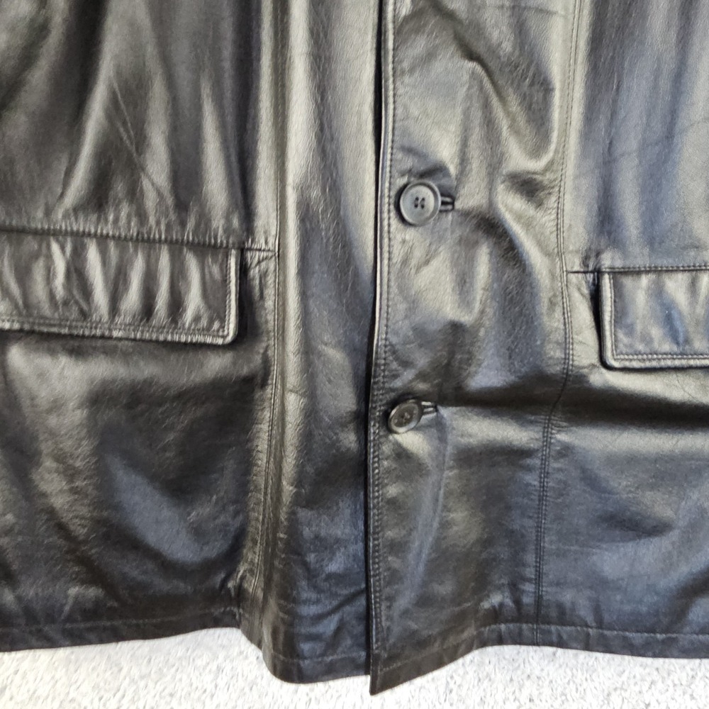 Wilsons M. Julian Diamond Quilted Black Leather Jacket Men's Size XL Button Up - Picture 11 of 16